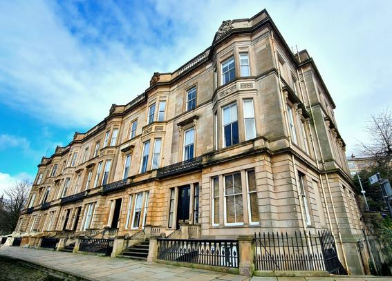 Early Victorian blonde sandstone townhouses.