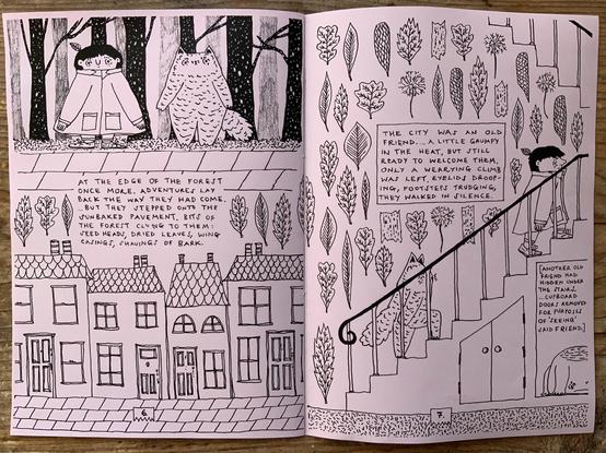 Tso and Fraser stand at the edge of the forest and step onto the city streets. A little while later they are traipsing up the stairs to the apartment. …there is a truculent toad under the stairs.