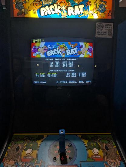 The arcade machine Pack Rat, and surprisingly fun game about a rat collecting various items.