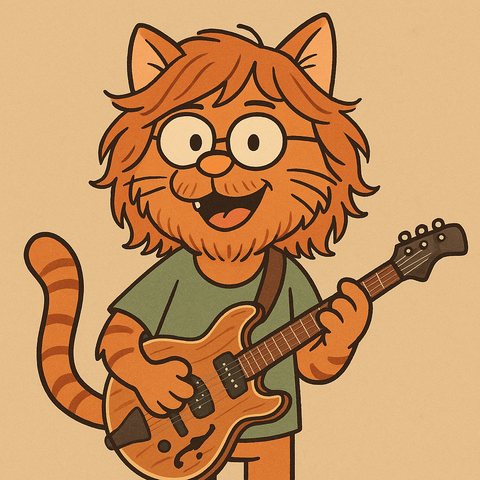 Cartoon of a cat meant to look like Phish's Trey Annistasio
