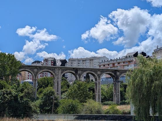 A view of the bridge leading into the city
