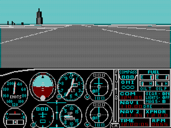 MS Flight Simulator v2.13, CGA color mode.