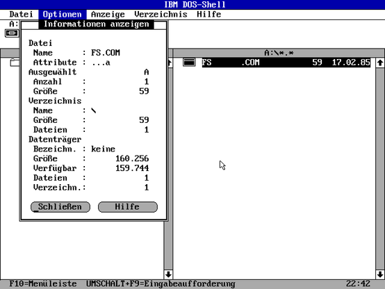 Microsoft Flight Simulator v2.13, IBM DOS-Shell view