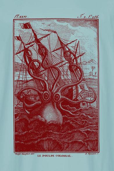 Riesenoktopus, der ein Schiff in die Tiefe reißt