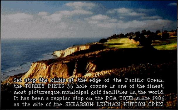 Description of golf course Torrey Pines - South, from DOS game 'Links - The Challenge of Golf'.