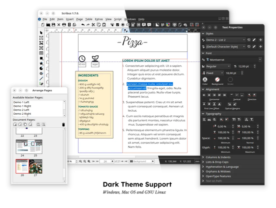 Split screenshot of Scibus user interface showing both dark and light mode (from: alternativeto.net)