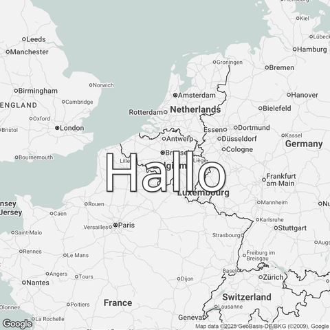 Map of Belgium overlaid with a translation of the word "hello": Hallo.