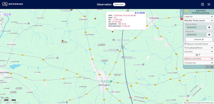 carte impact de foudre