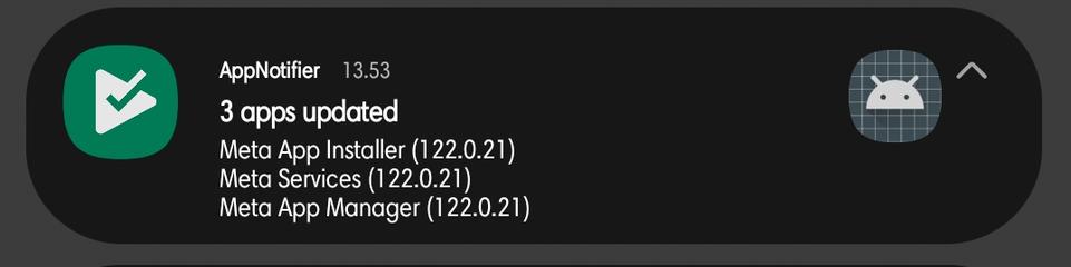 Notification about meta services installed in the background on an android device. These are not installed by the user not via an active action by a user.