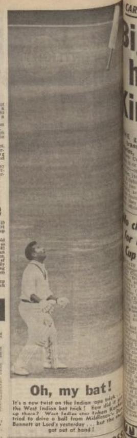 A batsman losing his bat