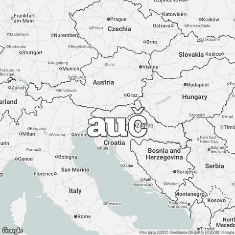 Map of Slovenia overlaid with "auč".