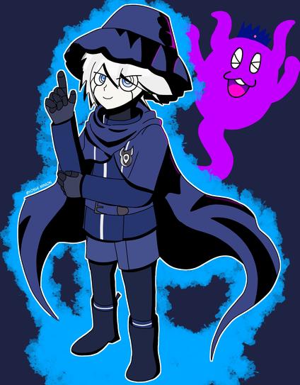 Kiibo dressed up as Yuma Kokohead with Shinigami in the background. The joke is both Yuma and Kiibo are voiced by Lucien Dodge in the English version of their games.