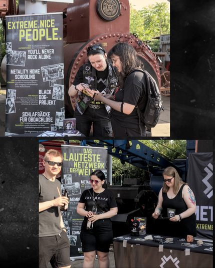 Zwei Bilder von der Fete della Schwermetall und dem Stand von Metality