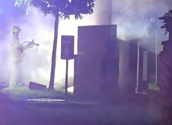 Firefighters tackle the blaze in Penlan