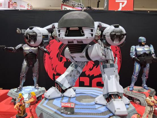 an ed209  statue