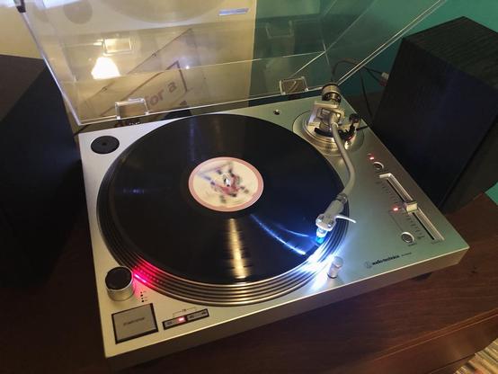 The New Power Generation’s Exodus LP on black vinyl, playing on an Audio Technica LP120 turntable
