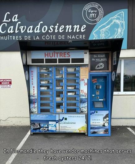 Vending machines in Normandy serving fresh oysters 24/7