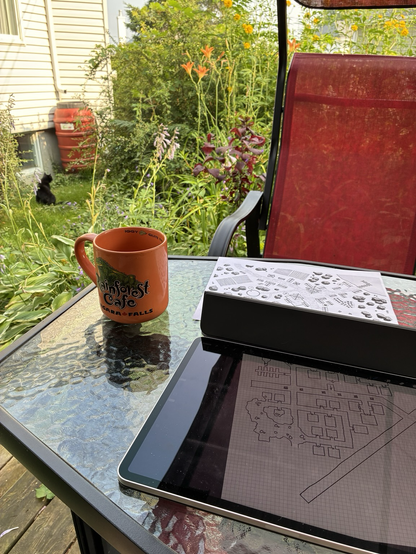 Drawing with my coffee in the summer office!