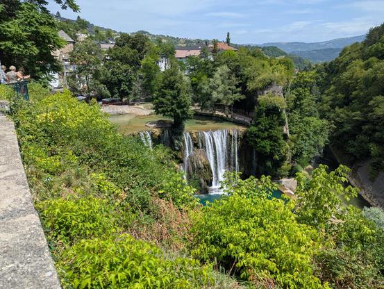 Picture of the Pliva waterfall into the Vrbas river in Jajce