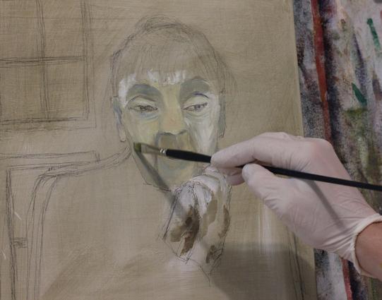 Öljymaalaus puulle työn alla...
Oil painting on wood in progress...