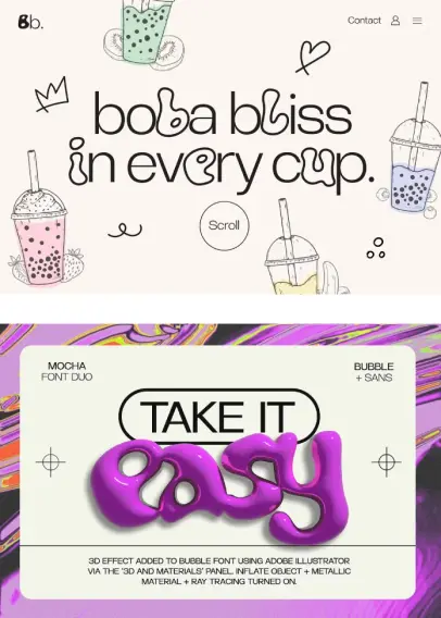 Mocha Bubble + Sans Font Duo by Sam Parrett of Set Sail Studios