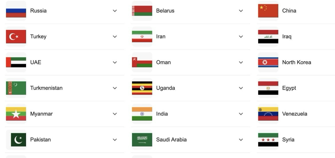 Countries that currently the use of VPNs are either fully or partially restricted