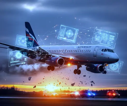 generata AI aereo in volo che prende fuoco per attacco hacker