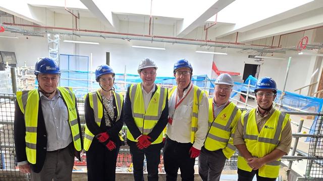 Swansea Council cabinet members in the emerging Y Storfa building.