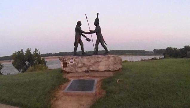 Lewis and Clark Statue at the Falls of the Ohio State Park Clarksville, IN. USA