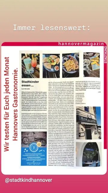 Unseren kulinarischen Erlebnisse & Ergebnisse aus Hannovers vielfältiger Gastronomie stellen wir Euch Monat für Monat im Heft vor  und  auch online zur Verfügung:
https://www.stadtkind-hannover.de/category/einkauf-und-genuss/stadtkinder-essen/


#hannover #ausgehen #restaurantkritik #essen #restaurantreview #restaurantshannover #stadtkind #gastronomie