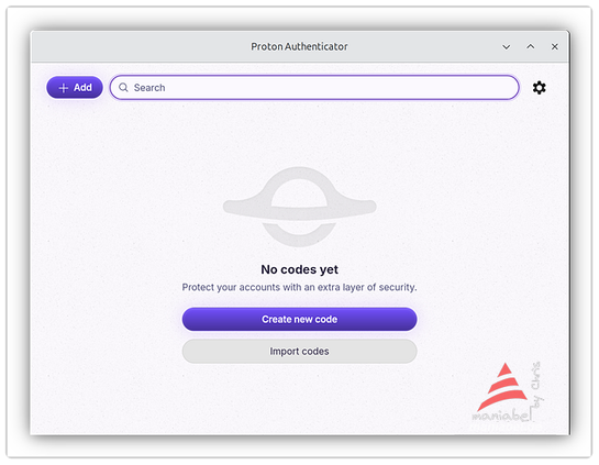 Screenshot Proton Authenticator - noch ohne Codes...