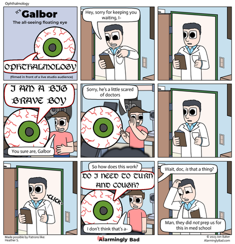 Alarmingly Bad comic where Galbor goes to the eye doctor