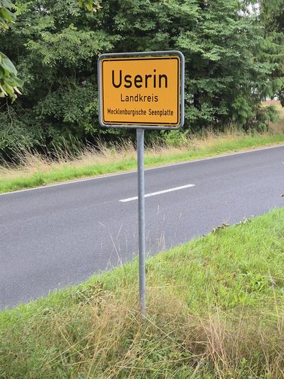 Ortseingangsschild Userin in Mecklenburg-Vorpommern