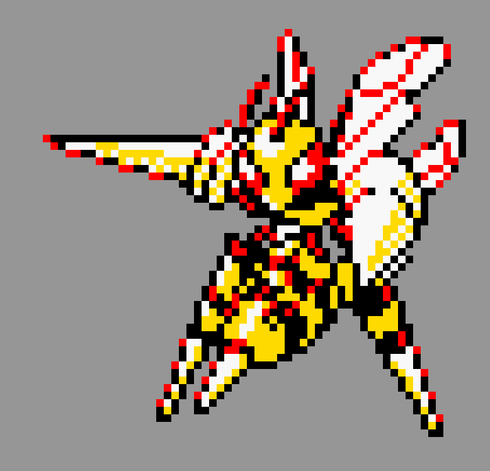 pixel art of mega beedrill in pokemon gold/silver style