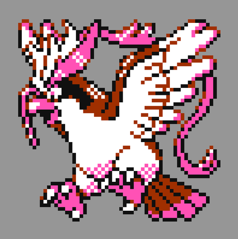 pixel art of mega pidgeot in pokemon gold/silver style