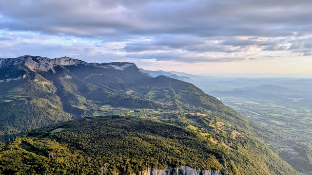 Cliffs of Montaud from the Dent de Moiran taken from a paraglider in the air.