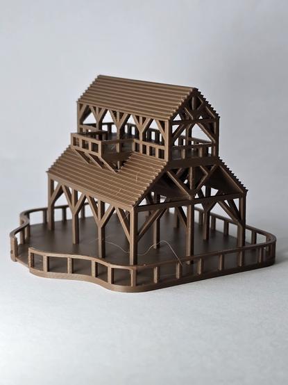 the main part of the treehouse, seen in isolation on a white backdrop