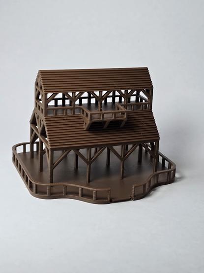 the main part of the treehouse, seen in isolation on a white backdrop