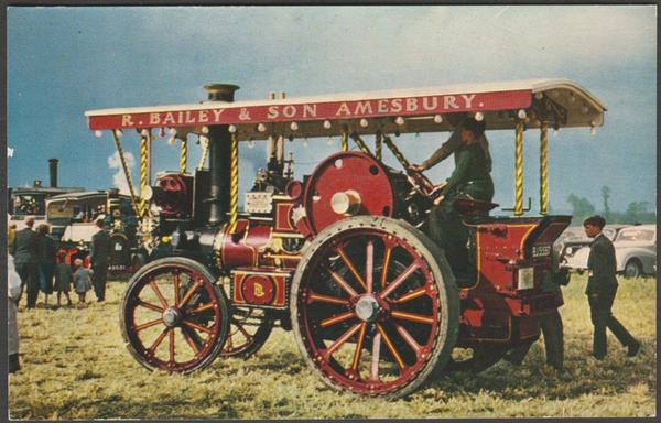 Printed colour postcard showing a view of the Garrett Showman's Tractor No 33987 5hp, built in 1920 and previously used at a sawmill in Cornwall.

Published by J. Salmon Ltd, Sevenoaks, No 5532, c.1960s.

Postally unused.

Good condition, with very slight corner bumps, but small chip to left edge.