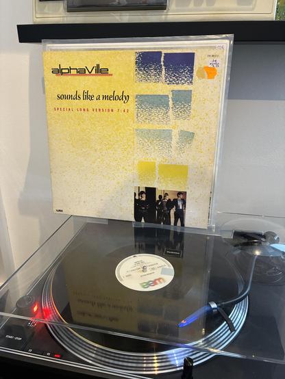 Alphaville's maxi single "Sounds like a melody" playing on my record player.