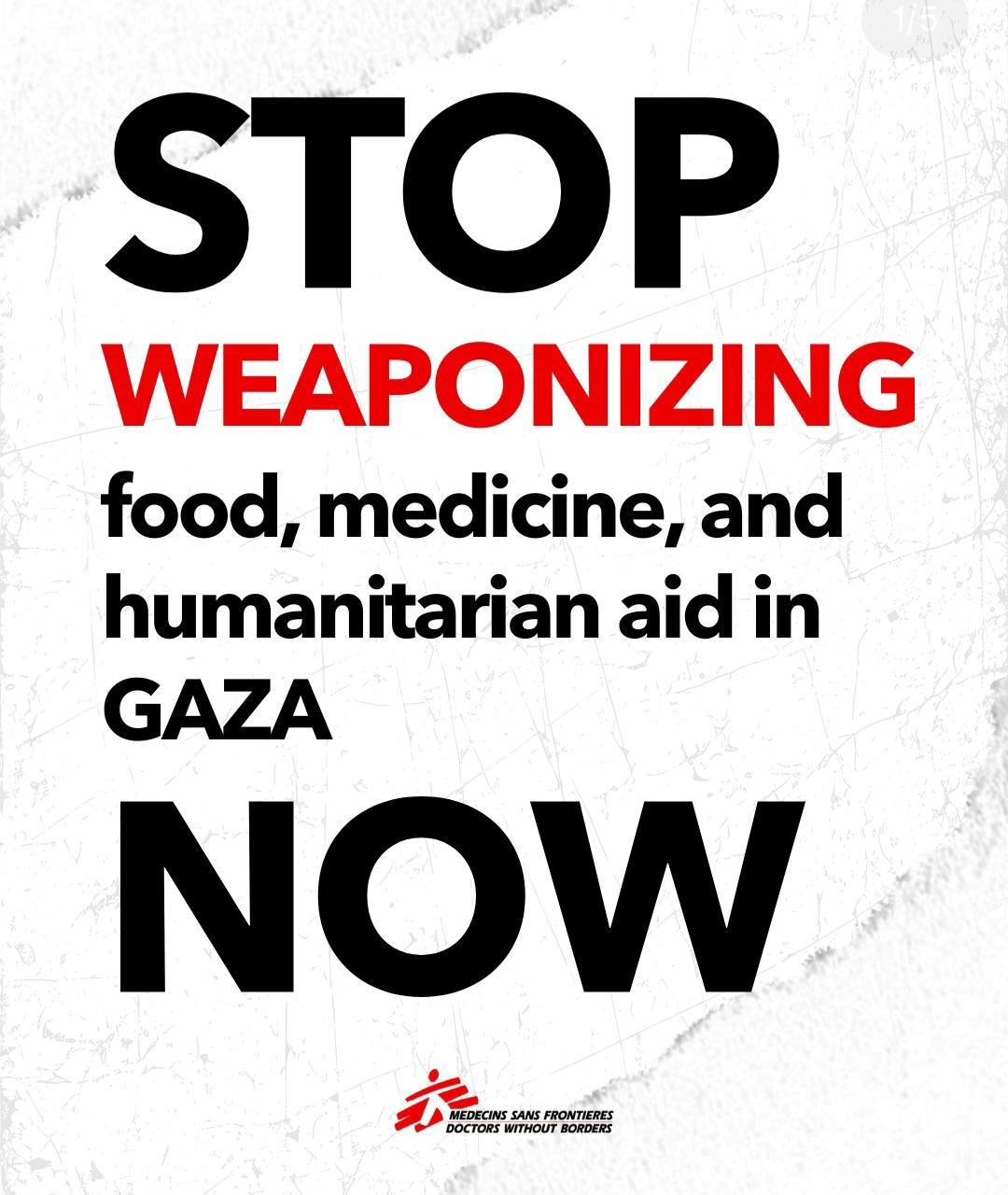 Arrêtez de militariser la nourriture, les médicaments et l'aide humanitaire dès MAINTENANT