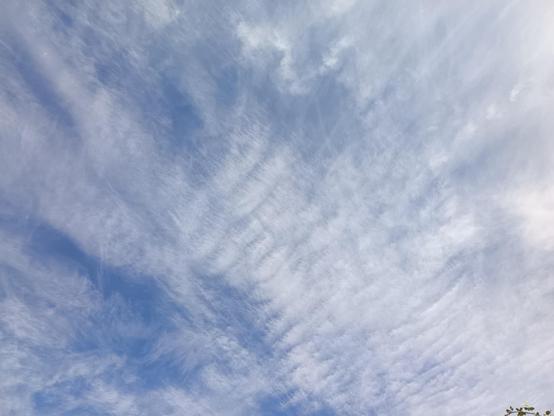 Un bleu ciel avec quelques nuages bleus