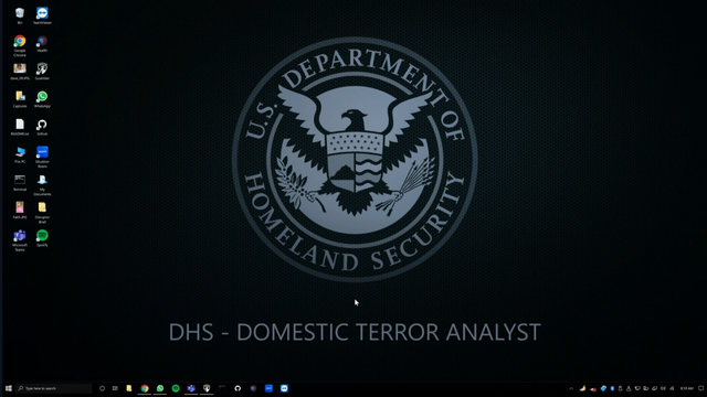 A Windows 10 Desktop at the US Dept. of Homeland Security.