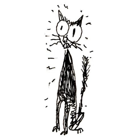 A simple drawing of a scared cat. (Fountain pen using black ink)

Diese einfache Zeichnung zeigt eine erschrockene Katze. (Füllerzeichnung mit schwarzer Tinte)
