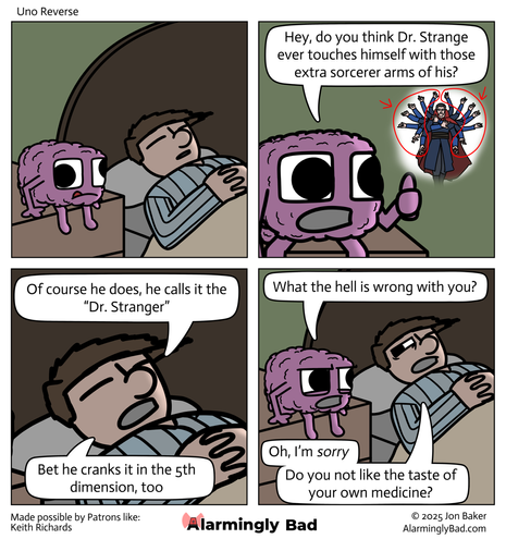 Alarmingly Bad comic where a man’s brain won’t ever shut off