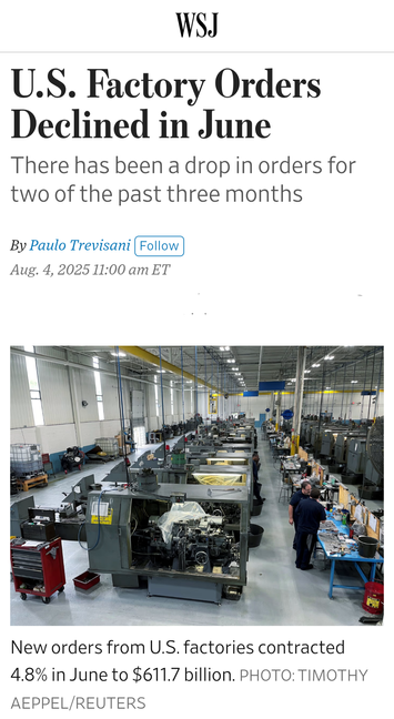 Consistent 5% declines in mfgr data in US announced