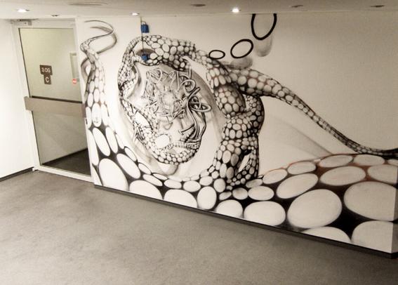 indoor organism mural streetart by fabian zolar, abstract graffiti art