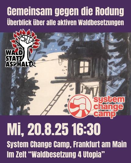 Illustration eines Baumhauses bei Nacht im Wald mit Mondschein