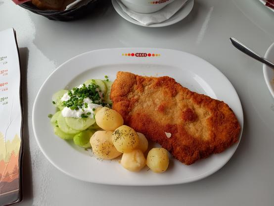 Frisch geklopftes und gebratenes Schnitzel