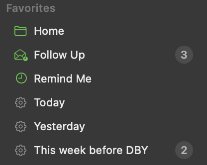Sidebar of Mail app